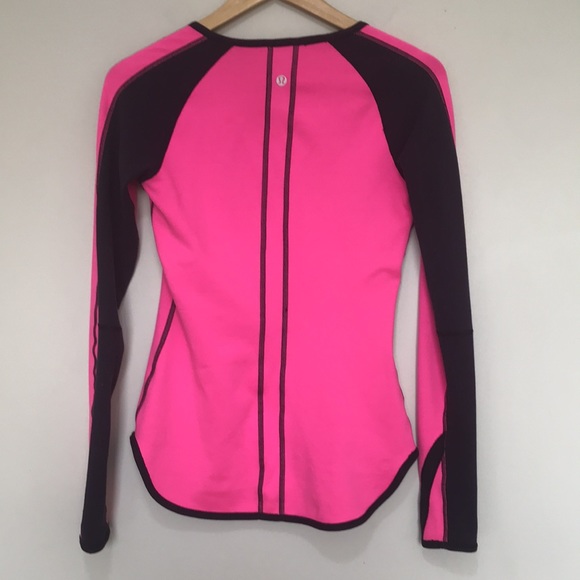 Lululemon Runder Under Long Sleeve shirt Black Swan / Raspberry Glo Light 8 - Picture 10 of 14